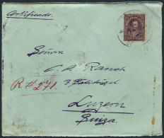 Registered Cover Franked By Sc.108 (Sucre 50c. Violet) ALONE, Sent From Beni To Switzerland On 30/JUL/1901, VF... - Bolivie