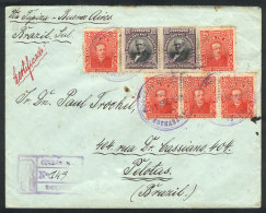 Registered Cover Sent From Cochabamba To Pelotas (Brazil) On 31/JA/1916 With Nice Postage Of 50c., With Transit... - Bolivia