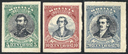 Sc.92/94, 1910 Complete Set Of 3 Values With Variety: IMPERFORATE, Mint No Gum, VF Quality! - Bolivia