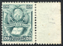 Sc.22, 1878 20c. Green, Mint Original Gum With Sheet Margin, VF Quality, Catalog Value US$45. - Bolivia