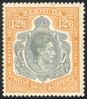 Sc.127a, 1938 George VI 12/6S. Orange And Gray, Perf 14, Mint Very Lightly Hinged, Dark Gum, Fine Quality, Catalog... - Bermudes