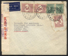 Airmail Cover Sent From Sydney To Argentina On 30/JA/1941, Nice Postage, With Military Censor Label, And Some... - Sonstige & Ohne Zuordnung