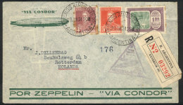 29/JUN/1934 Buenos Aires - NETHERLANDS: ZEPPELIN Cover Franked With $1.35, Sent By Registered Mail To Rotterdam,... - Sonstige & Ohne Zuordnung