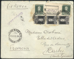Airmail Registered Cover Franked By GJ.600 X2 + 606 X3 (total $1.70), Sent From Basavilbaso To France On... - Autres & Non Classés