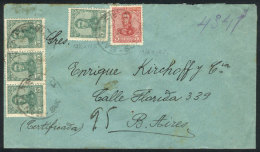 Registered Cover Sent From Santa Fe To Buenos Aires In AP/1911 Franked With 17c.: 4x 3c. + 5c. San Martín In... - Autres & Non Classés