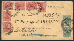 Cover With AR Sent To France On 17/FE/1910 Franked With 36c.: 3c. Pair + 5c. X6 San Martín In Oval, With... - Sonstige & Ohne Zuordnung