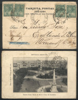 Postcard With View Of Buenos Aires Edited By Juan S. Russo (rare), Franked With 4x 1c. Seated Liberty With Cancel... - Sonstige & Ohne Zuordnung
