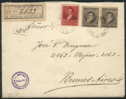 Registered Cover Franked By GJ.145 Pair + 156 (perforation 12), Total Postage 37c., Sent From Santa Fe To Buenos... - Autres & Non Classés