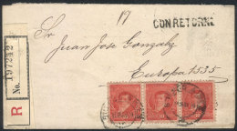 Entire Letter Used In Buenos Aires On 12/MAY/1893 By Registered Mail 'con Retorno', Franked With 30c. (GJ.143 X3)... - Sonstige & Ohne Zuordnung