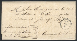 Official Entire Letter Sent To Las Flores On 23/OC/1863, Free Of Charge, With Rimless Datestamp Of Buenos Aires, VF... - Sonstige & Ohne Zuordnung