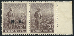 GJ.217, Extremely Rare Pair WITH AND WITHOUT OVERPRINT, MNH, VF Quality. Only 10 Known Pairs! - Dienstmarken