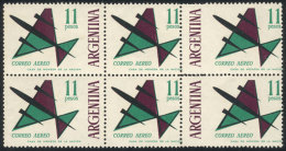 GJ.1254a, 1963 Airplane $11, Block Of 6, 2 Without 'ARGENTINA', And Another 2 With The Inscription At Left,... - Poste Aérienne