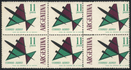 GJ.1254a, 1963 Airplane $11, Block Of 6, 2 Without 'ARGENTINA', And Another 2 With The Inscription At Left,... - Airmail