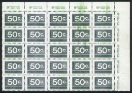 GJ.1720, Block Of 25 With Variety: Multiple Vertical Green Lines, VF Quality! - Sonstige & Ohne Zuordnung