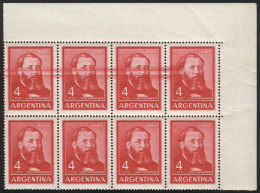 GJ.1304, Corner Block Of 8, With Variety: THICK Horizontal Lines Along The Top Stamps, MNH But With Small Stain... - Autres & Non Classés