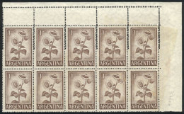 GJ.1128A, 1959/64 1P. Sunflower, Imported Unsurfaced Paper, Corner Block Of 10 With Variety: DOUBLE PERFORATION At... - Andere & Zonder Classificatie