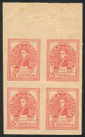 GJ.871, 5c. San Martín, PROOF In The Adopted Color, Block Of 4 Printed On Paper, Imperforate, VF! - Other & Unclassified