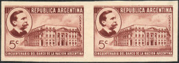 GJ.853, Banco De La Nación 50th Anniv., PROOF In The Adopted Color, Imperforate Pair Printed On Glazed... - Andere & Zonder Classificatie