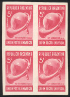 GJ.823, 1939 UPU Congress, TRIAL COLOR PROOF, Imperforate Block Of 4 Printed On Paper, VF Quality! - Autres & Non Classés