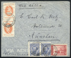 Airmail Cover Sent From Canal San Fernando To Germany On 21/NO/1938, Franked By GJ.821 X2 (Sarmiento 50c.) + Other... - Andere & Zonder Classificatie