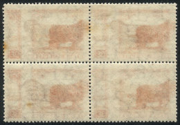 GJ.757a, 1935/52 30c. Sheep, Block Of 4 With Variety: DOUBLE IMPRESSION, ONE ON BACK (in Positive), Extremely Rare,... - Other & Unclassified