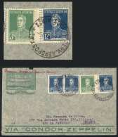 GJ.601, 1924 12c. San Martín WITH DOUBLE PERFORATION At Left (on The Sheet Margin) + Other Values, Franking... - Autres & Non Classés