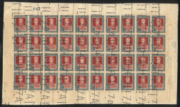 GJ.593O, Complete Sheet Of 40 Stamps With Invalidating Perforations 'INUTILIZADO' And Pen Cancel (used For Bulk... - Sonstige & Ohne Zuordnung