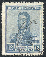 GJ.518, 1920 12c. San Martín, FISCAL SUN Watermark, Used, VF Quality, Rare, Catalog Value US$200. - Autres & Non Classés