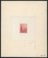 GJ.317, 1911 Plowman 5c., Die Proof Printed In Claret Color On Thin Paper Glued To Card, WITH SIGNATURE Of... - Other & Unclassified