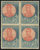GJ.299, Block Of 4 Of The High Value Of The San Martin In Oval Issue, Handsome, Catalog Value US$80. - Andere & Zonder Classificatie
