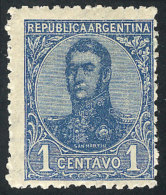 GJ.288, 1908 San Martín In Oval 1c. BLUE, Unissued, MNH And Signed By Victor Kneitschel On Back, Superb, Few... - Andere & Zonder Classificatie