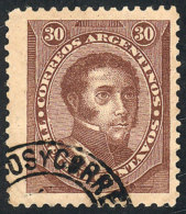 GJ.91A, 1888 30c. Dorrego CHOCOLATE, Lightly Canceled In One Corner, Light Crease, Excellent Appearance, Rare,... - Andere & Zonder Classificatie