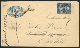 GJ.83, 1888 3c. Juarez Celman (minor Defect) Franking ALONE A Cover With Nice Corner Card (rooster) Used In Buenos... - Other & Unclassified