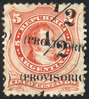 GJ.59h, 1882 Provisional Of ½c. On 5c., With Variety: DOUBLE Overprint, ONE DIAGONAL And With Offset... - Andere & Zonder Classificatie