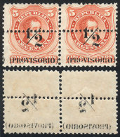 GJ.57, Pair With Variety: OFFSET Impression Of The Overprint On Back, Excellent Quality! - Sonstige & Ohne Zuordnung