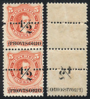 GJ.57, Pair With Variety: Offset Impression Of The Overprint On Back, Only On The Lower Stamp, VF And Rare! - Sonstige & Ohne Zuordnung