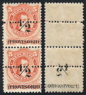 GJ.57, Pair With Variety: Offset Impression Of The Overprint On Back, Only On The Lower Stamp, VF And Rare! - Autres & Non Classés