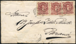 GJ.49, 3 Examples Franking A Cover Sent From CONCEPCIÓN DEL URUGUAY To Paraná On 16/JA/1879, Very... - Andere & Zonder Classificatie