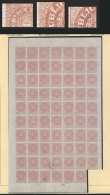 GJ.10 + 10a + 10b + 10c, 5c. Rose Without Accent, Sheet Of 69 Examples (only Missing Position 70), Mint No Gum,... - Neufs