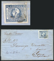 GJ.17, 1P. Light Blue, Very Nice Example Of Wide Margins, Franking A Folded Cover To Goya, Lightly Canceled By... - Buenos Aires (1858-1864)