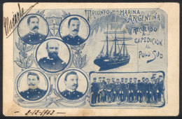 Victory Of The Argentine Navy, Souvenir Of The Expedition To The South Pole, View Of The Crew And The Ship... - Argentina