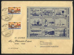 Cover Sent To Argentina On 26/OC/1968, With Block Of 9 Cinderellas Topic Polar Exploration, VF! - Other & Unclassified