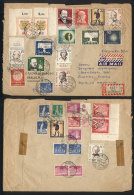 Registered Airmail Cover Sent To Argentina On 5/DE/1957, Very Nice Postage On Front And Back, In Total 30 Stamps! - Lettres & Documents