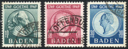 Sc.5NB12/14, 1949 Goethe, Complete Set Of 3 Used Values, VF Quality, Catalog Value US$83. - Sonstige & Ohne Zuordnung