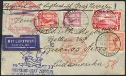 15/SE/1933 HALLE - Buenos Aires By Zeppelin: Very Coloful Cover With Special Handstamps Of The Flight And 4-color... - Autres & Non Classés