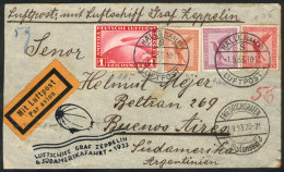 1/SE/1933 HALLE - Buenos Aires: Zeppelin Cover Franked With 1.75RM., With Special Handstamp Of The Flight,... - Other & Unclassified