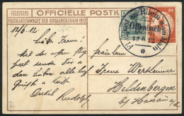 Official Postcard Franked By 5Pf. Green + Semi-official Stamp Of 10Pf., Special Cancellaction "Flugpost Am Rhein U.... - Otros & Sin Clasificación