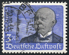 Sc.C56, 1934 Lilienthal 3Mk. With VARIETY: Paper Ribbed Horizontally (Michel 539y), VF Quality! - Luft- Und Zeppelinpost