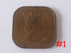 1 X MALAYA STRAIT SETTLEMENT QE II SQUARE 1 CENT BRONZE COIN 1957 (WC-55-#1) - Singapore
