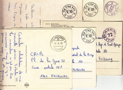 Six, Sechs (6)  Oblitérations Militaires Auf Ansichtskarten - Postmarks